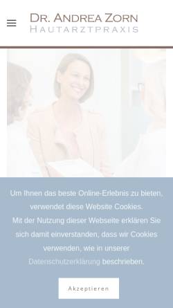 Vorschau der mobilen Webseite www.hautarzt-kronberg.de, Zorn, Andrea Dr.