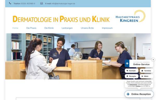 Vorschau von www.dermatologie-hagen.de, Hautarztpraxis Kingreen
