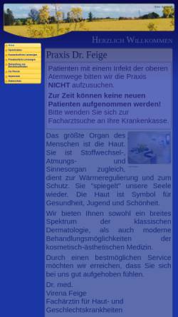 Vorschau der mobilen Webseite www.hautarzt-feige.de, Feige, Dr. med. Virena