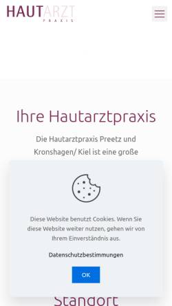 Vorschau der mobilen Webseite www.hautarztpraxis-kiel.de, Überörtliche Gemeinschaftspraxis für Dermatologie, Allergologie, Venerologie
