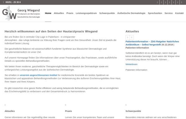 Vorschau von www.hautarzt-wiegand.de, Wiegand, Georg - Privatpraxis für Dermatologie und ästhetische Medizin