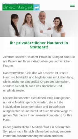 Vorschau der mobilen Webseite www.hautarzt-stuttgart.net, Schlegel, Dr. med. Andreas