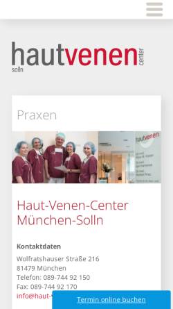 Vorschau der mobilen Webseite www.haut-venen-center.de, Haut-Venen-Center Solln