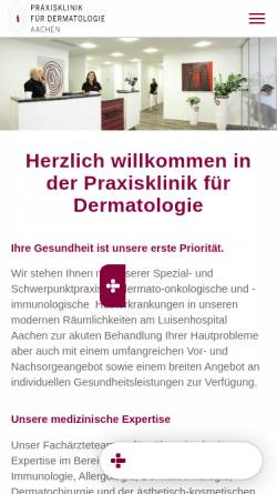 Vorschau der mobilen Webseite www.hautarzt-aachen.de, Facharzt für Dermatologie - Praxisklinik Luisenhospital
