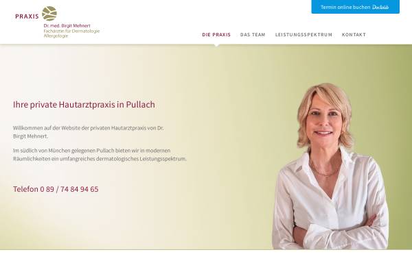 Vorschau von www.hautarztpraxis-pullach.de, Mehnert, Dr. med. Birgit