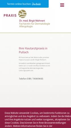 Vorschau der mobilen Webseite www.hautarztpraxis-pullach.de, Mehnert, Dr. med. Birgit