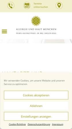 Vorschau der mobilen Webseite www.allergie-hautarzt-muenchen.de, Allergie und Haut München