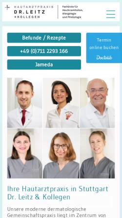 Vorschau der mobilen Webseite www.leitz-und-kollegen.de, Hautärztliche Gemeinschaftspraxis Dr. Leitz und Kollegen