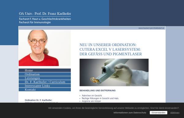 Vorschau von www.hautarzt-perchtoldsdorf.at, Karlhofer, Franz Univ.-Prof. Dr.