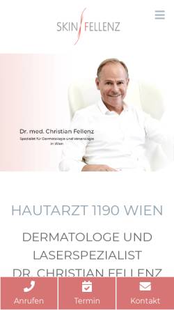 Vorschau der mobilen Webseite www.hautarzt-fellenz-wien.at, Fellenz, Dr. med. univ. Christian