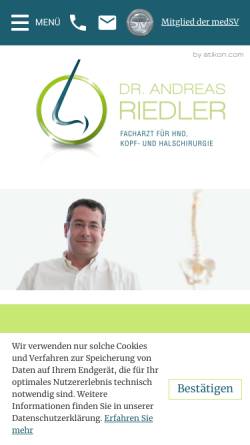 Vorschau der mobilen Webseite www.der-hno-arzt.at, Riedler, Dr. Andreas - Facharzt für HNO, Kopf- und Halschirurgie
