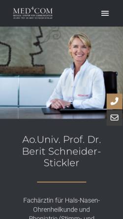 Vorschau der mobilen Webseite med4com.at, Med4com - Ao.Univ. Prof. Dr. Berit Schneider-Stickler