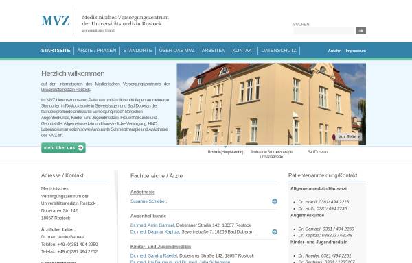 Vorschau von www.mvz-uni-rostock.de, Medizinisches Versorgungszentrum (MVZ) der Universitätsmedizin Rostock
