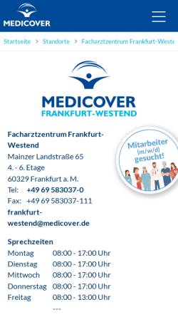 Vorschau der mobilen Webseite frankfurt.arztzentrum.de, Facharztzentrum am Westend
