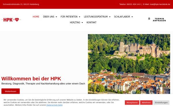 Vorschau von www.hpk-kardiologie.de, HPK – Heidelberger Praxisklinik für Innere Medizin, Kardiologie, Pneumologie und Rhythmologie