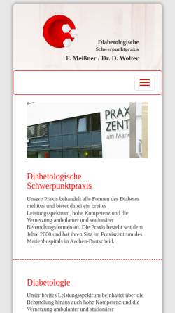 Vorschau der mobilen Webseite www.diabetes-meissner.de, Meißner, Fred und Wolter, Dr. med. Dorothee