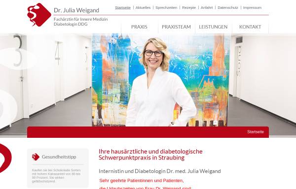 Vorschau von www.diabetologie-straubing.de, Diabetologin Dr. med. Julia Weigand