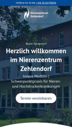 Vorschau der mobilen Webseite www.nierenzentrum-zehlendorf.de, Nierenzentrum Zehlendorf