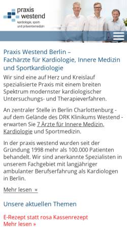 Vorschau der mobilen Webseite www.kardiologie-praxiswestend-berlin.de, Praxis Westend GbR