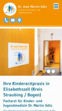 Vorschau der mobilen Webseite www.kinderarzt-elisabethszell.de, Dr. med. Martin Götz