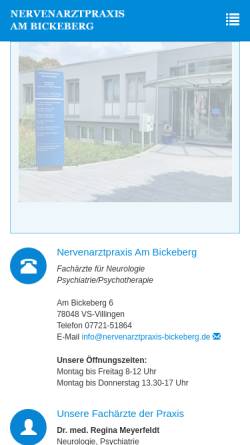 Vorschau der mobilen Webseite www.nervenarztpraxis-bickeberg.de, Nervenarztpraxis Am Bickeberg