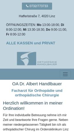 Vorschau der mobilen Webseite www.drhandlbauer.at, Infanger, Dr. Andreas