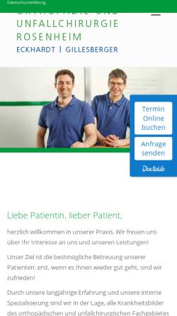 Vorschau der mobilen Webseite ou-ro.de, Orthopädie und Unfallchirurgie Rosenheim Eckhardt, Gillesberger