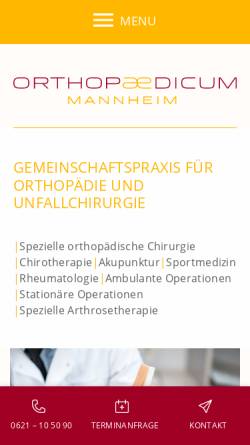 Vorschau der mobilen Webseite www.orthopaedicum-mannheim.de, Orthopaedicum Mannheim