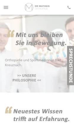Vorschau der mobilen Webseite www.drmatheis.de, Dr. Matheis - Orthopädische Privatpraxis