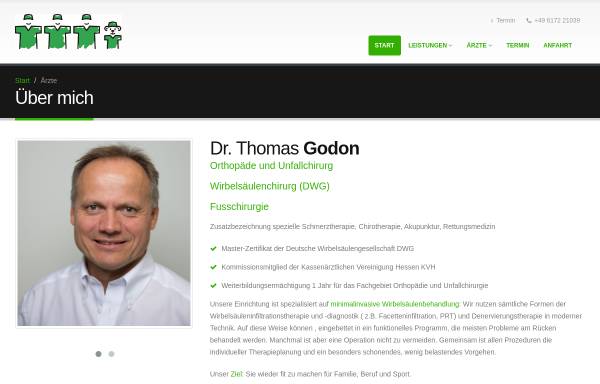 Vorschau von www.dr-godon.de, Chirurgisch-Orthopädisches Zentum Bad Homburg