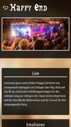Vorschau der mobilen Webseite www.happyendband.de, Happy End Showband