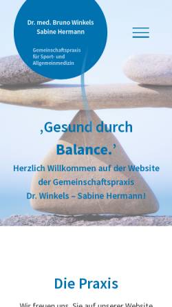 Vorschau der mobilen Webseite www.dr-winkels.de, Gemeinschaftspraxis Dr. med. Bruno Winkels, Sabine Hermann, Dr. med. Cordula Raupach