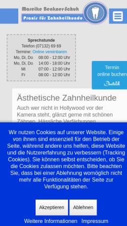 Vorschau der mobilen Webseite www.zahnarztpraxis-neckarsulm.de, Zahnarztpraxis Benkner-Schuh