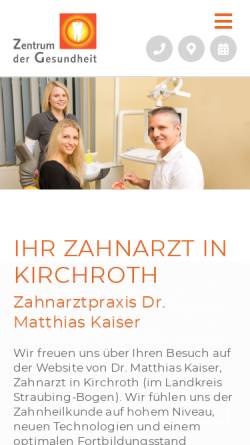 Vorschau der mobilen Webseite www.zahnarzt-kirchroth.de, Zahnarztpraxis Dr. Matthias Kaiser