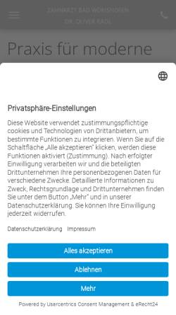 Vorschau der mobilen Webseite www.zahnarzt-in-bad-woerishofen.de, Dr. med. dent. Oliver Radl