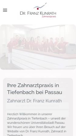 Vorschau der mobilen Webseite www.zahnarzt-passau-tiefenbach.de, Zahnarztpraxis Dr. med. dent. Franz Kunrath