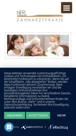 Vorschau der mobilen Webseite zahnarzt-nerl-straubing.de, Zahnarztpraxis Dr. Hans-Jürgen Nerl