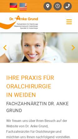 Vorschau der mobilen Webseite www.oralchirurgie-weiden.de, Dr. Anke Grund