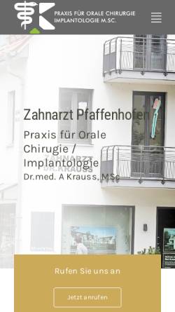 Vorschau der mobilen Webseite www.zahnarzt-krauss.de, Dr. med. Axel Krauss
