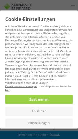 Vorschau der mobilen Webseite www.zip-gersthofen.de, Zahnärzte im Piramid