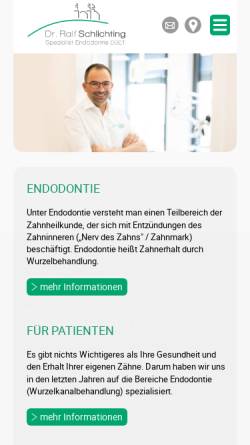 Vorschau der mobilen Webseite www.endo-dontie.de, Dr. Ralf Schlichting, Zahnarzt Endodontie