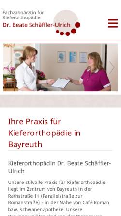 Vorschau der mobilen Webseite www.dr-spange.de, Praxis für Kieferorthopädie Dr. Beate Schäffler-Ulrich