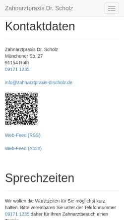 Vorschau der mobilen Webseite www.zahnarztpraxis-drscholz.de, Zahnarztpraxis Dr. Scholz