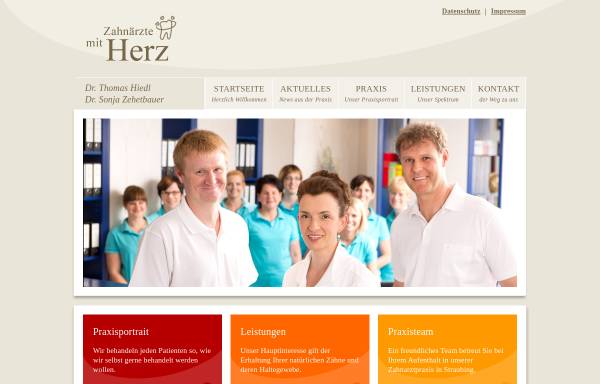 Vorschau von www.zahnaerzte-mit-herz.de, Gemeinschaftspraxis GbR Dr. Thomas Hiedl und Dr. Sonja Zehetbauer