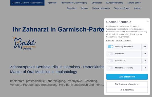 Vorschau von www.zahnarzt-garmisch-partenkirchen.de, Zahnarzt Berthold Pilsl Garmisch Partenkirchen