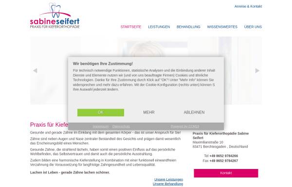 Vorschau von www.kieferorthopaedie-bgl.de, Praxis für Kieferorthopädie Sabine Seifert