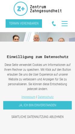 Vorschau der mobilen Webseite www.zentrumzahngesundheit.de, Dr. Ulmer - Valentinis & Kollegen, Zahnärzte