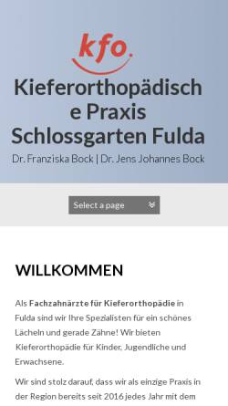 Vorschau der mobilen Webseite www.kfo-schlossgarten.de, Dr. Jens Johannes Bock