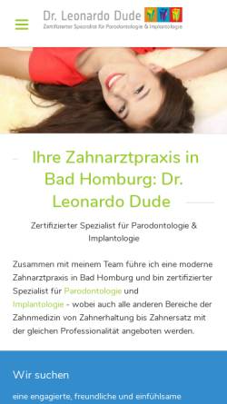 Vorschau der mobilen Webseite www.zahnarztpraxis-dude.de, Dr. Leonardo Dude