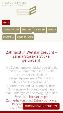 Vorschau der mobilen Webseite www.zahnarzt-wetzlar.de, Stickel und Stickel - Die 2 Zahnärzte